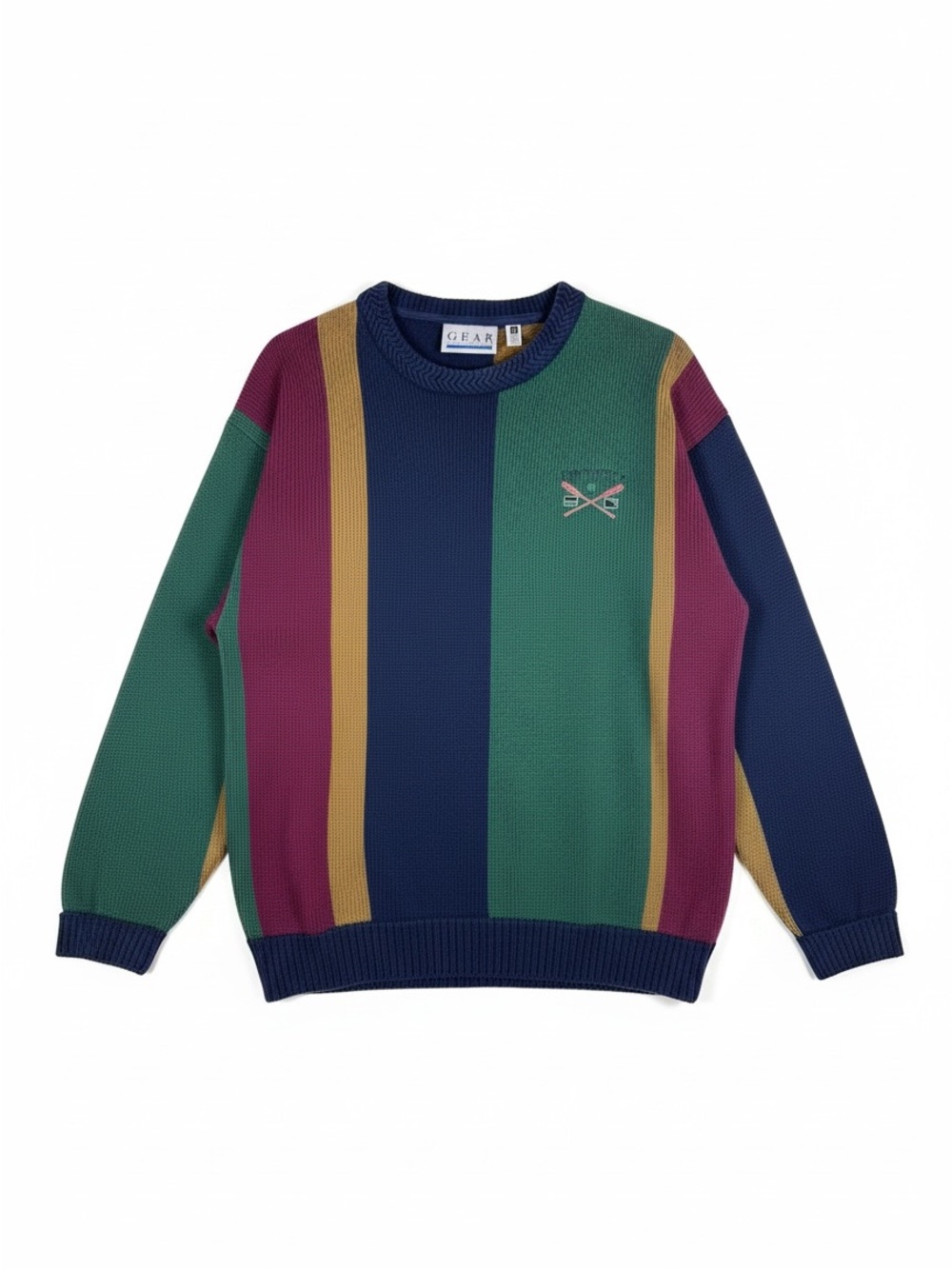 Penn State Vintage Striped Colorblock Retro Crewneck Sweater Preppy Campus S